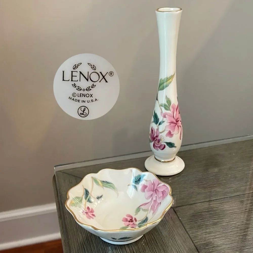 Lenox Barrington Vase & Bowl Floral Flower Vase & Trinket Dish